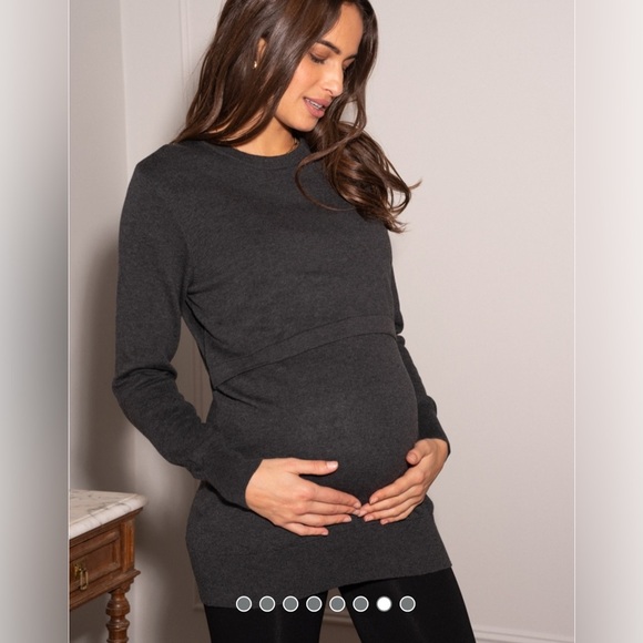 Seraphine Sweaters - Seraphine Maternity Charcoal Cotton Lift Up Maternity & Nursing Sweater XS